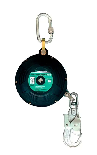 Trava-Quedas Retrátil CG 6F Carbografite de 6 Metros Fita de Poliéster  Conector Giratório
