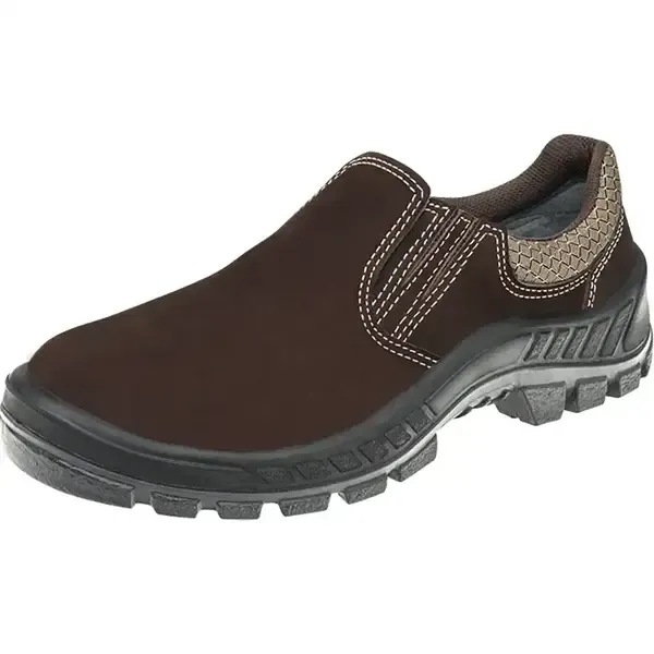 Sapato de Segurança Marluvas 50T19-BP-NUB em Couro Nobuck Marrom Com Bico Pvc CA 44350