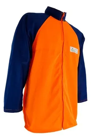 Camisa de Segurança Anticorte PRO1 Tecmater Para Operador de Motosserra Laranja e Azul  CA 40310