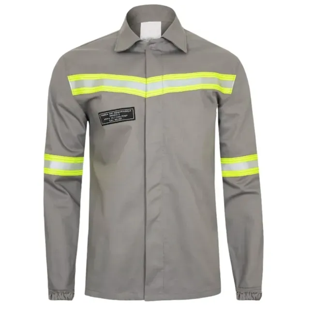 Camisa NR10 Cinza Risco 2 ATPV 11 Guardian Fire Para Arco Elétrico Refletivo, Sem Bolso e Punho Com Elástico  CA 46298