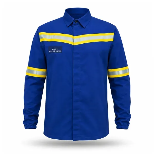 Camisa Antichama Guardian Arco Fire WE Risco 2 Azul Royal ATPV 11 cal/cm² Refletiva Punho Elástico CA 46298 / 49242