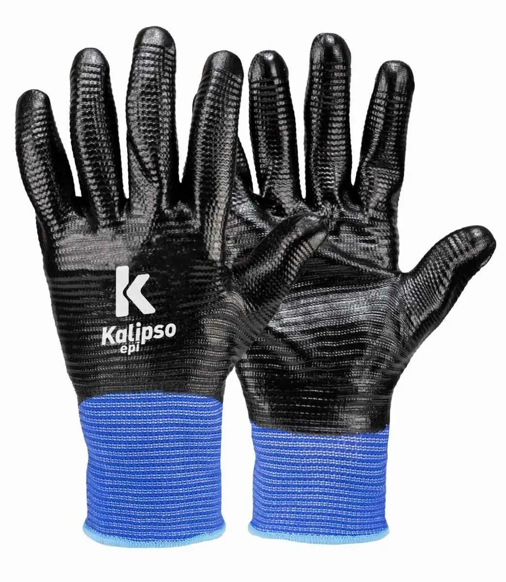 Luva de Segurança NBR Wave Pro Kalipso com Palma e Dorso em Banho Nitrílico CA 44041
