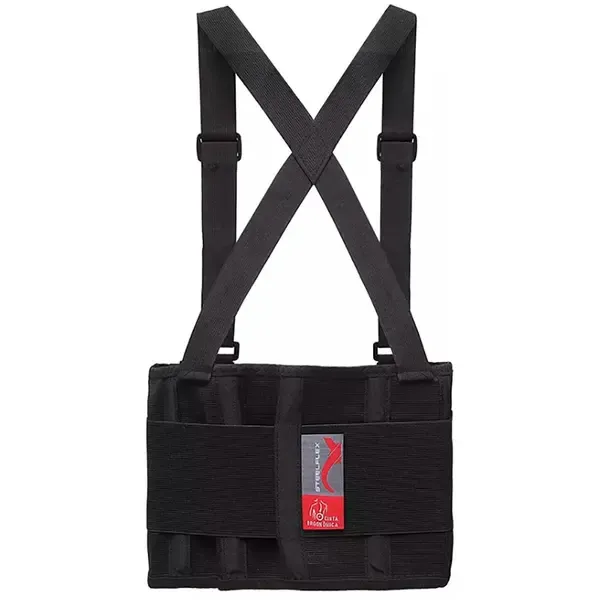 Cinta Ergonômica Ergon Lycra Steelflex Preta Com Suspensório Para Prevenção de Lesões na Coluna STF ERCE9011