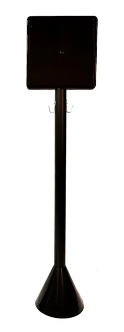 Pedestal de Sinalização 90 CM  Completo com Suporte para Placa e Acrílico Preto de Alto Padrão Com Base em Concreto e Gancho Metálico