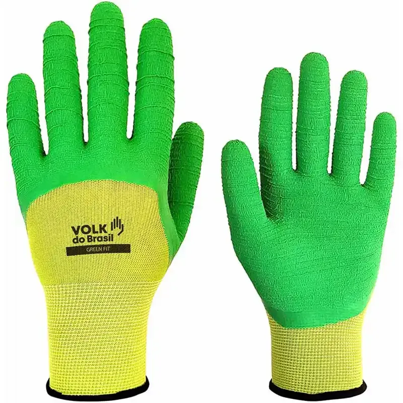 Luva Green Fit Volk Látex Corrugado Proteção Mecânica e Térmica 250°C 10.04.030.03 CA 48461