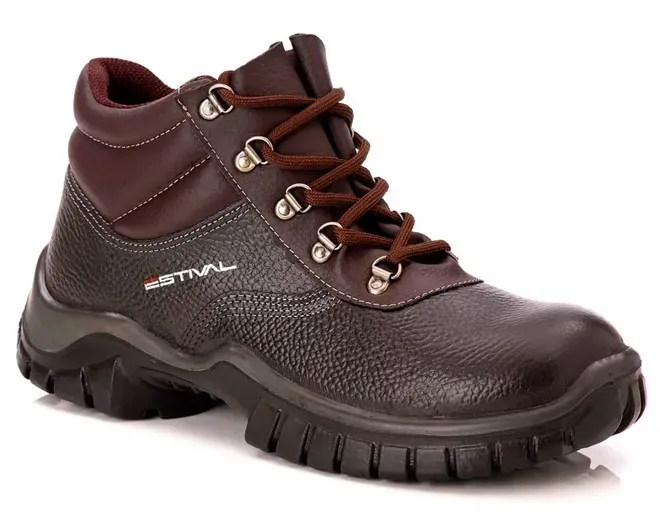 Bota Em Couro Nobuck com Bico Composite Marrom Escuro Estival CA 42553