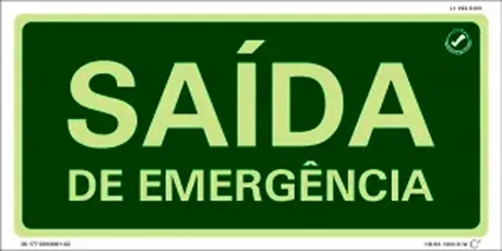 Placa de Sinalização Saída de Emergência Fotoluminescente 13x26 CM Certificada norma ABNT 16820 - SE