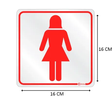 Placa de Sinalização Adesiva em Alumínio Sanitário Feminino 16X16 CM