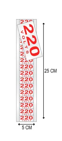 Etiquetas de Sinalização Adesiva em Alumínio 220 V 05X25 CM