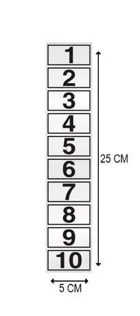Etiquetas de Sinalização Adesiva em Alumínio Número 1 ao 10 05X25 CM