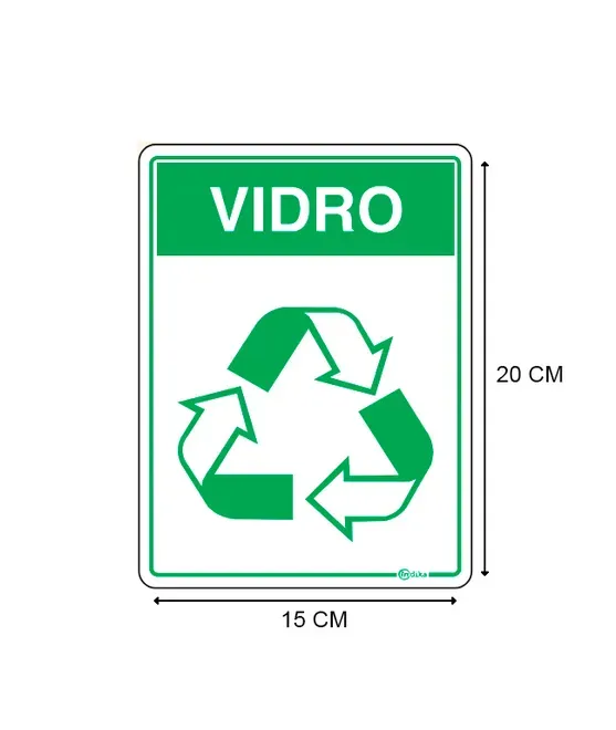 Adesivo de Sinalização em Vinil Reciclável Vidro 15X20 CM