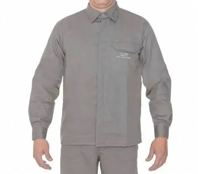 Camisa NR10 Cinza Risco 2 Atpv 11 Cinza, Sem Refletivo e Com Bolso CA 44108