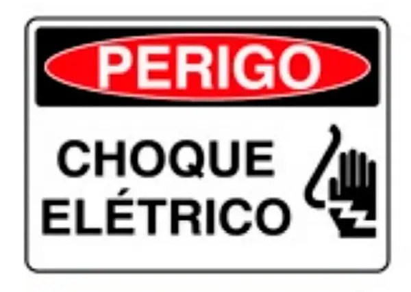 Placa de Sinalização em PVC Perigo Choque Elétrico 25X35 CM Modelo SP3