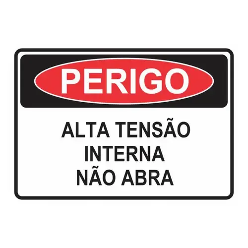 Placa de Sinalização em PVC Perigo Alta Tensão Interna 25X35 CM Modelo SP10