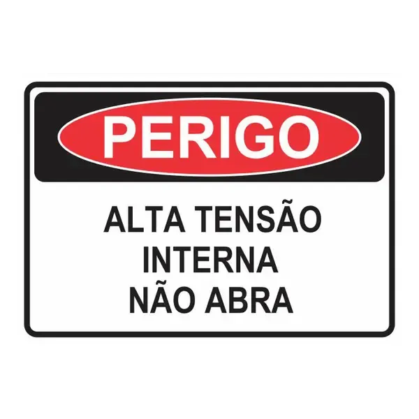 Placa de Sinalização em PVC Perigo Alta Tensão Interna 25X35 CM Modelo SP10