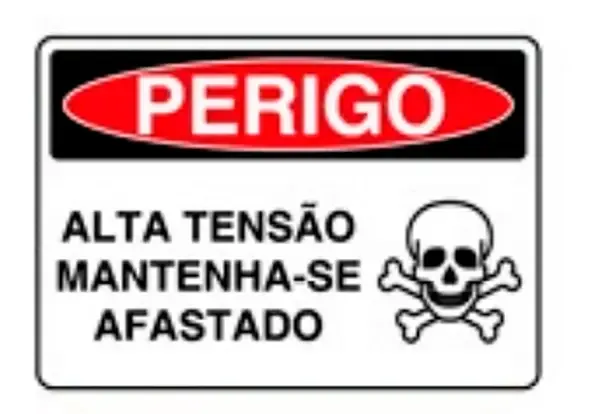 Placa de Sinalização em PVC Perigo Alta Tensão Mantenha-se Afastado 25X35 CM Modelo SP11