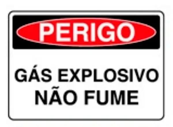 Placa de Sinalização em PVC Perigo Gás Explosivo Não Fume 25X35 CM Modelo SP18