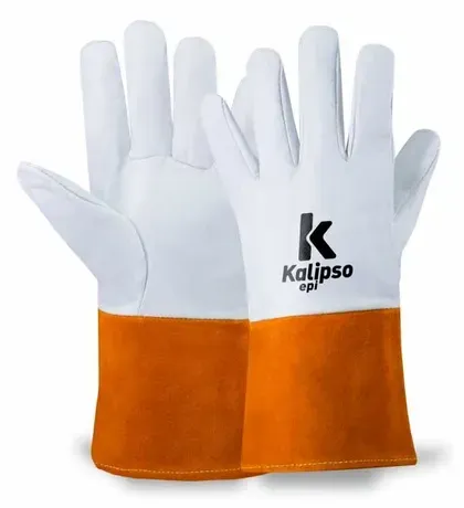 Luva de Proteção Kalipso K-Argon Pro 52-002 Para Solda TIG Fabricada em Couro Vaqueta CA 49675