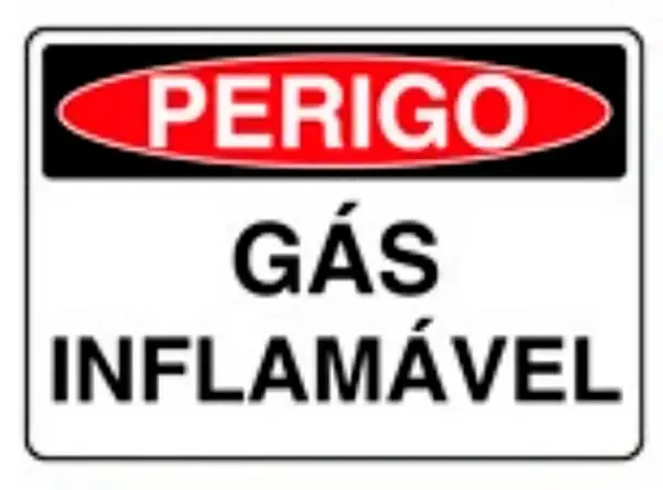 Placa de Sinalização em PVC Perigo Gás Inflamável 25X35 CM Modelo SP26