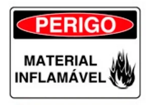 Placa de Sinalização em PVC Perigo Material Inflamável 25X35 CM Modelo SP30