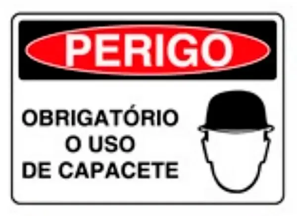 Placa de Sinalização em PVC Perigo Obrigatório o Uso de Capacete 25X35 CM Modelo SP38