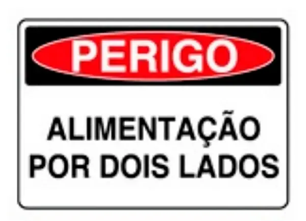 Placa de Sinalização em PVC Perigo Alimentação por Dois Lados 25X35 CM SP49