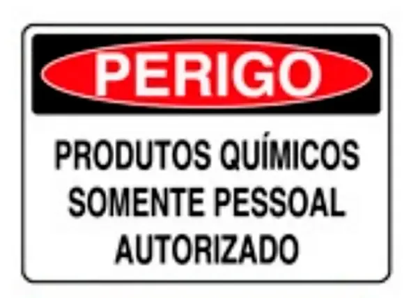 Placa de Sinalização em PVC Perigo Produtos Químicos Somente Pessoal Autorizado 25X35 CM Modelo SP57