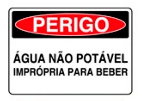 Placa de Sinalização em PVC Perigo Água Não Potável Imprópria Para Beber 25X35 CM Modelo SP59
