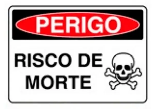 Placa de Sinalização em PVC Perigo Risco de Morte 25X35 CM Modelo SP65