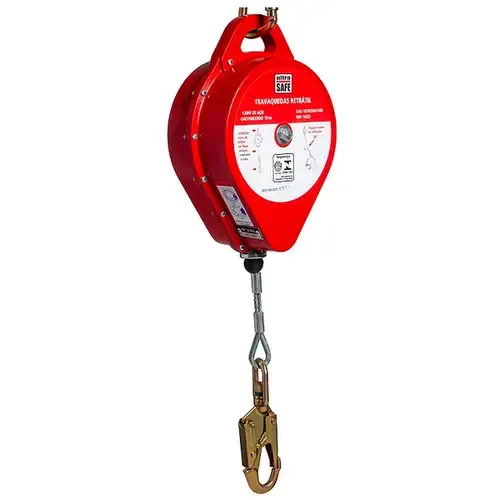Trava-Quedas Retrátil Cabo de Aço de 6 metros Ultra Safe USR001001  Até 140KG Caixa Alumínio