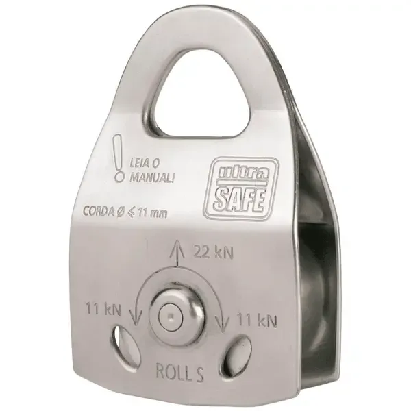 Polia Simples Ultra Safe Roll S  Em Aço Inox Para Uso em Corda até 11mm Código USP400840100