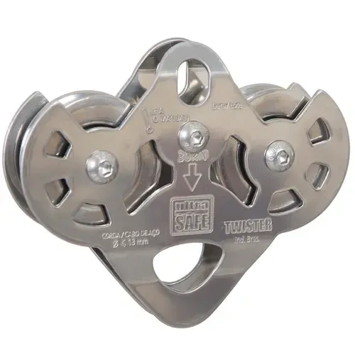 Polia Dupla Twister Ultra Safe Em Aço Inox Para Corda Até 13MM Ou Cabo de Aço USP400880000