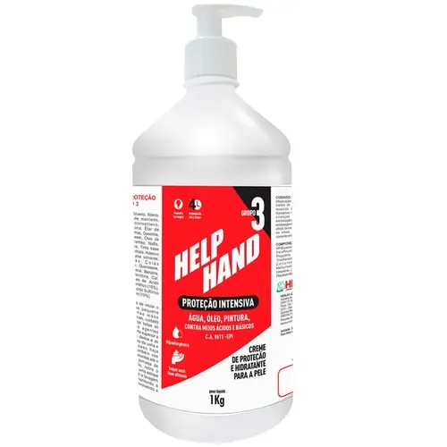 Creme de Proteção Para Mãos Grupo 3 Help Hand Marca Henlau Galão de 1kg CA 9611