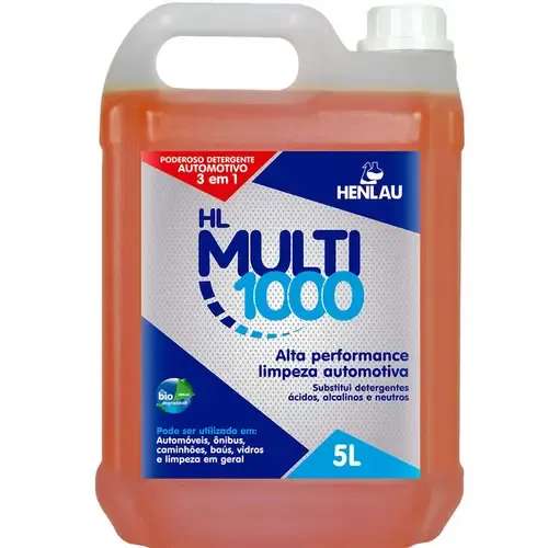 Detergente Multiuso Avançado 3 em 1 Hl Multi 1000 Henlau 5 Litros Biodegradável Limpeza Geral e Automotiva