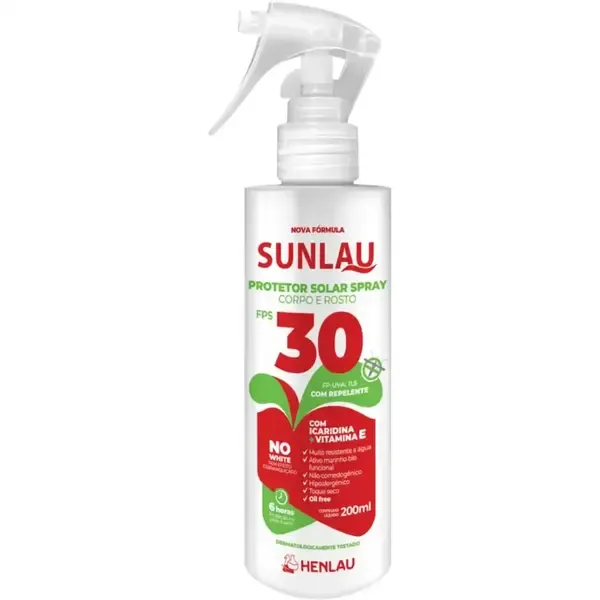 Protetor Solar Sunlau Spray FPS 30 com Icaridina – Proteção Solar + Repelente