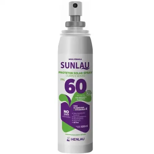 Protetor Solar Sunlau Spray FPS 60 com Icaridina 100 ML– Alta Proteção Solar + Repelente