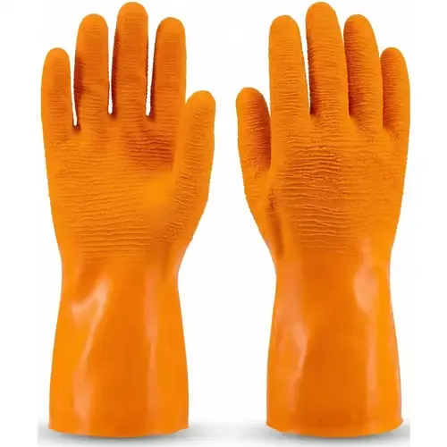 Luva de Segurança Super Orange Látex Corrugado Térmica e Química CA 33778 (S-ORANGE-N)