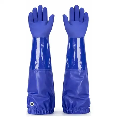 Luva PVC Azul 66cm Super Safety CA 36581 - Proteção Química Braço Inteiro Modelo S-PVC-66