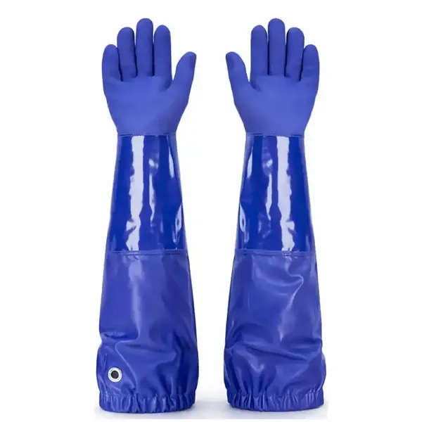 Luva PVC Azul 66cm Super Safety CA 36581 - Proteção Química Braço Inteiro Modelo S-PVC-66