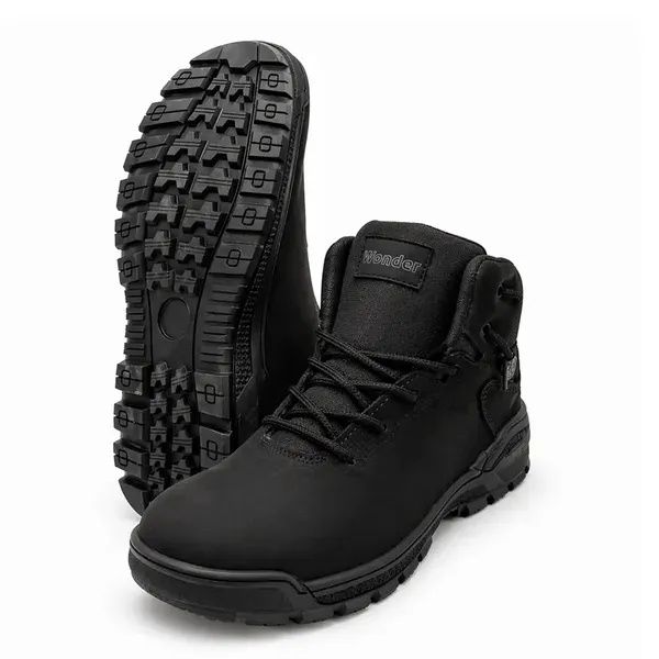 Bota de Segurança Wonder Impact Bico de Pvc Preta Couro Nobuck CA 52609