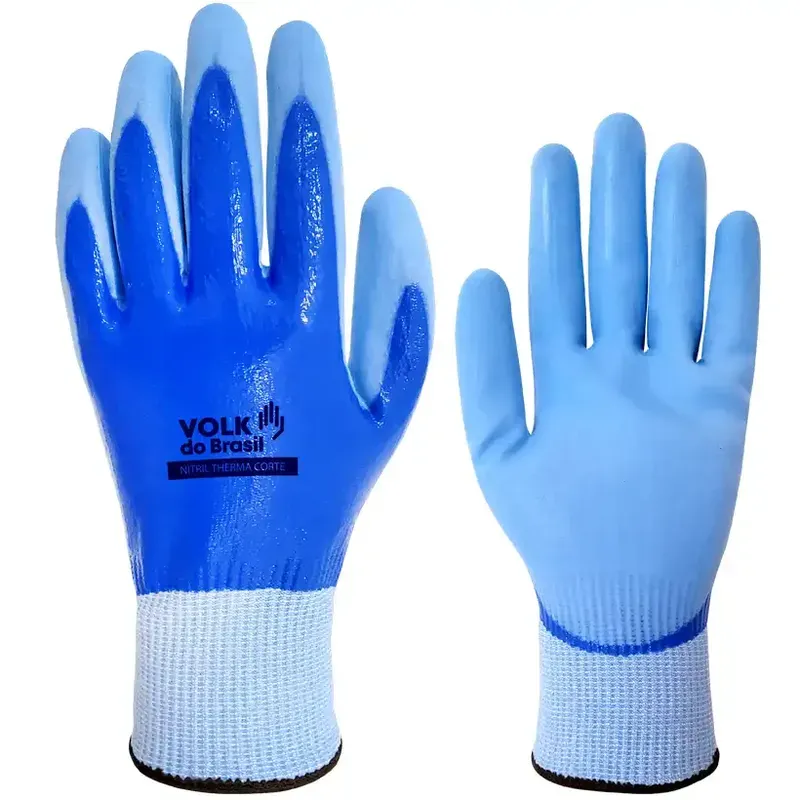Luva Volk Nitril Therma Corte 10.18.473.14 Anticorte Nível F Frio FDA Frigorífico Azul CA 51184