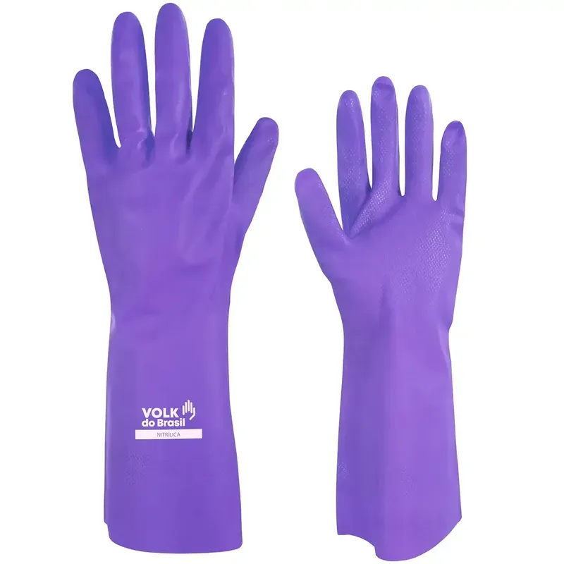 Luva Nitrílica Sem Forro Lilás Volk - Química Tipo B JKOPT Biológica - Grip Diamante - Clorinada - 10.65.010.21 - CA 52069