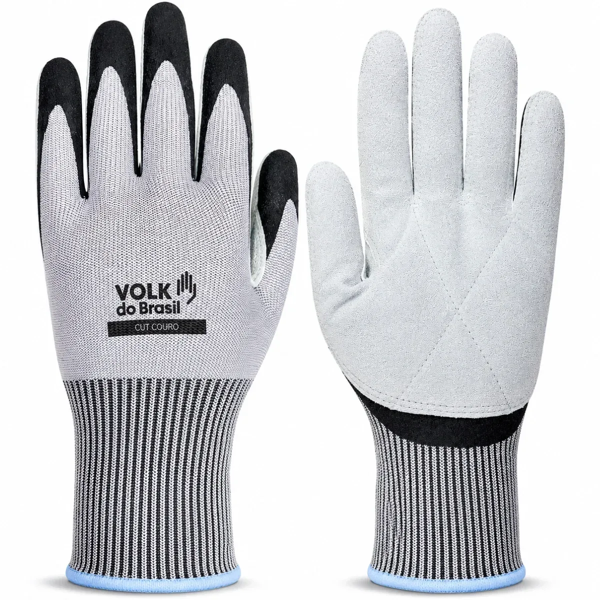 Luva Cut Couro Volk Anticorte HPPE Palma em Couro EN 388 4X44E 10.13.070.66 CA 51.413