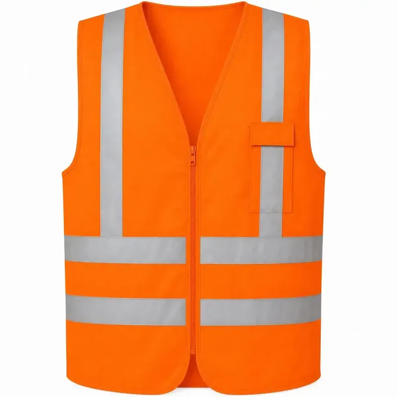 Colete Refletivo 1 Bolso Laranja Next Safety Alta Visibilidade NBR 15292 Classe 2 Zíper Cód 42.101