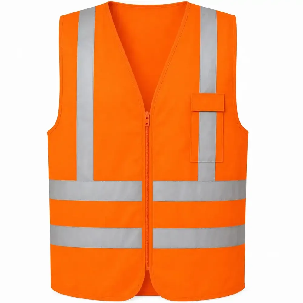 Colete Refletivo 1 Bolso Laranja Next Safety Alta Visibilidade NBR 15292 Classe 2 Zíper Cód 42.101