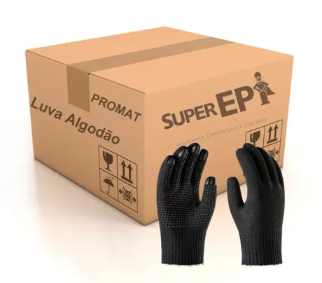 Luva em Algodão Preto Promat 340PRT Pigmentada Caixa