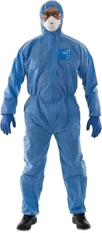 Macacão de Segurança Microgard Alphatec Ansell Azul 1500 Plus Ca 39989 Tipo 5 e 6 Antiestático