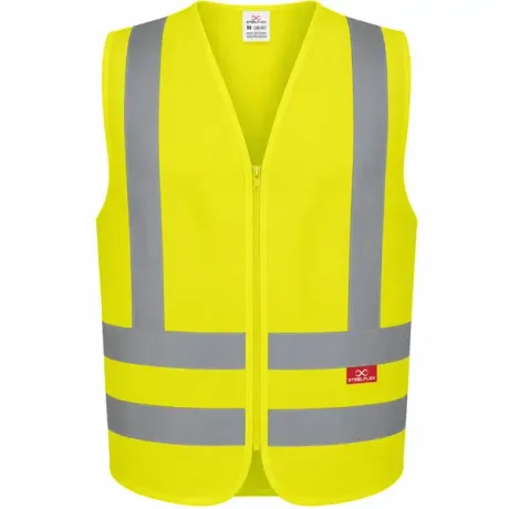 Colete Refletivo Steelflex Sem Bolso Amarelo Fluorescente Alta Visibilidade NBR 15292 Classe 2 Faixas Retrorrefletivas Zíper 100% Poliéster STF VACL90010 Linha Performance