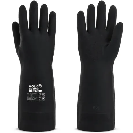 Luva Volk NEO 780 10.40.018.07 Neoprene Química Tipo A Nível Máximo, Biológica, Térmica e Impermeável Preta CA 16977