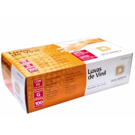 Luva de Vinil Descarpack Com Talco Caixa 100 Unidades CA 47217